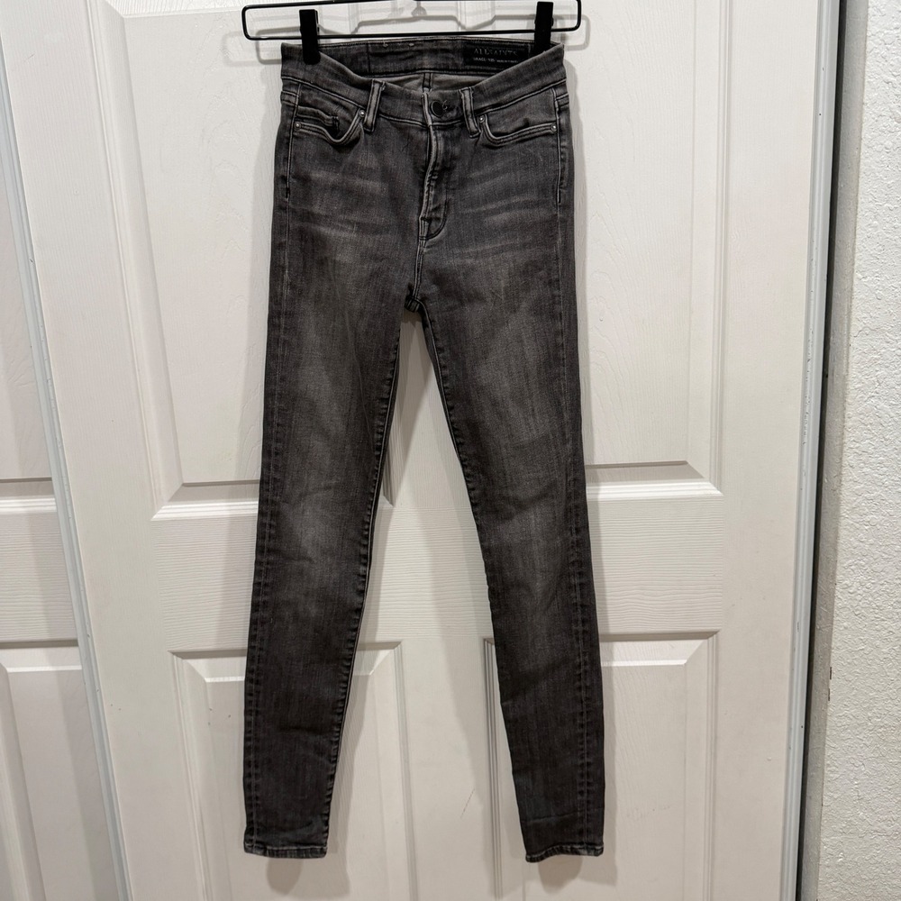 AllSaints Grace Skinny Jeans Washed Black W25 High Rise Stretch Denim WE721H